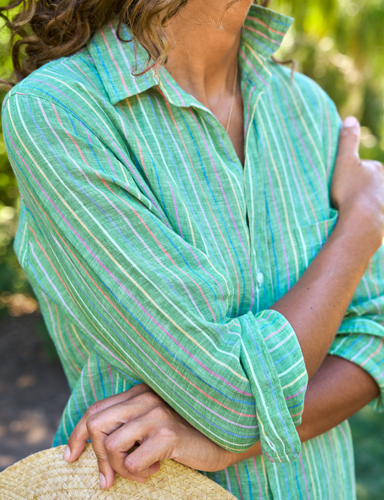 RORY Green Multi Stripe, Italian Classic Linen
