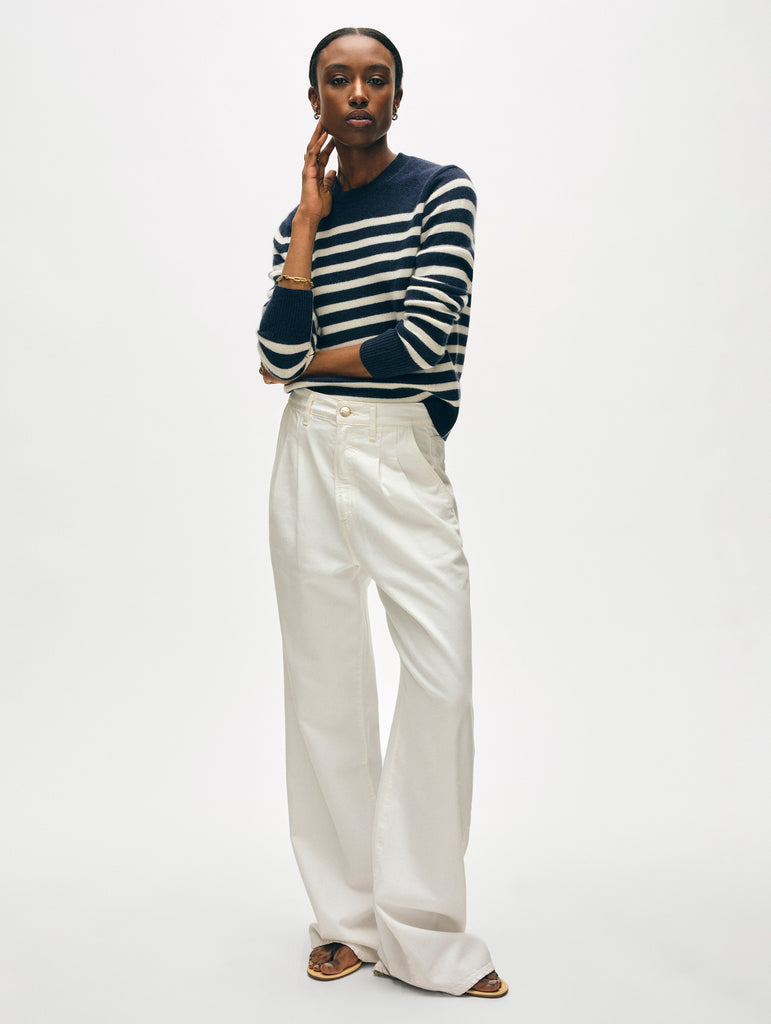 Cashmere Striped Crewneck