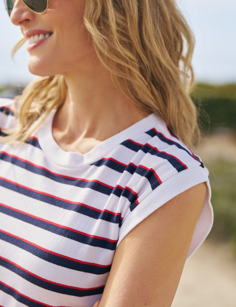 MINI CORY White with Red and Navy French Stripe, Heritage Jersey