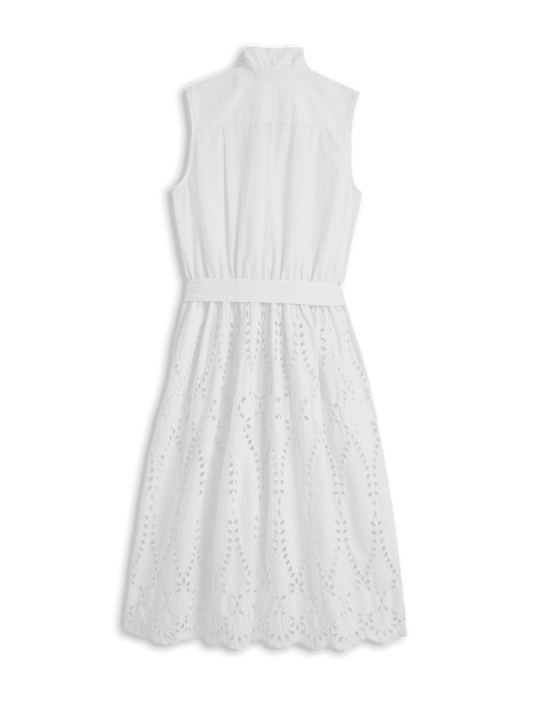 GRACE SLEEVELESS DRESS White, Eyelet Cotton