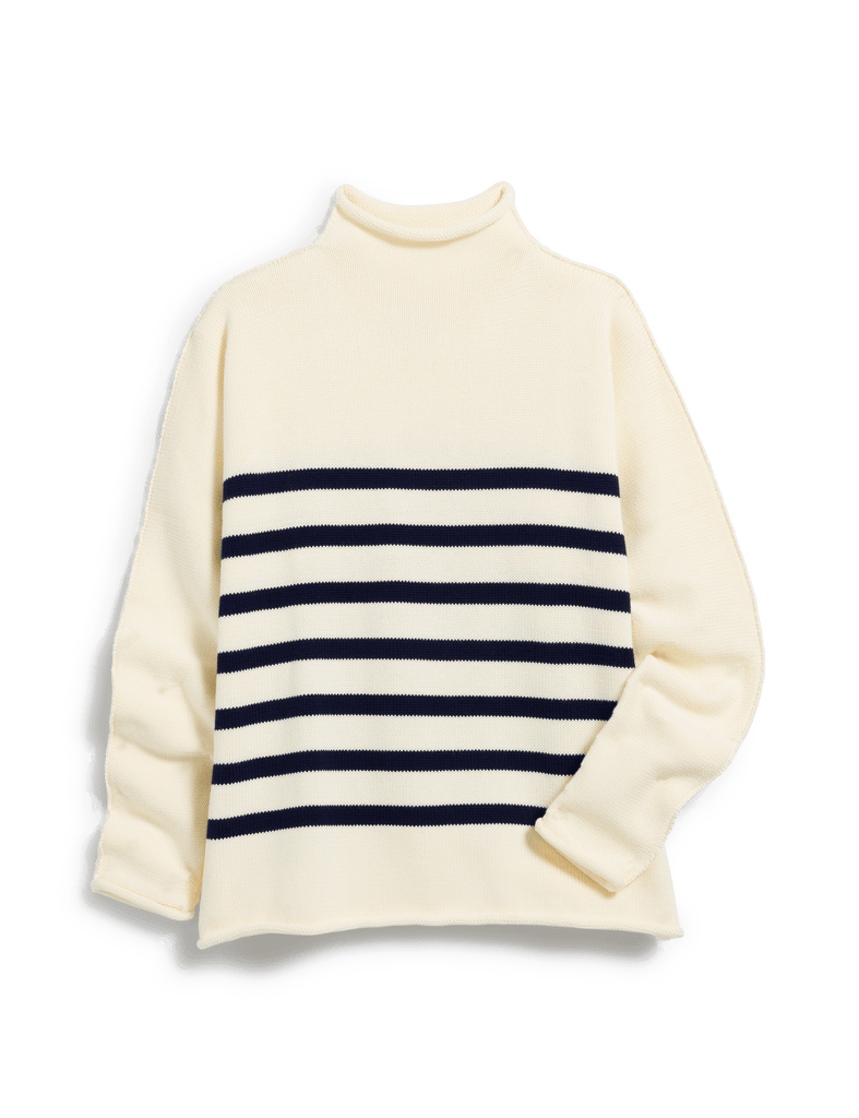 MONTEREY Cream with Navy Stripe, Pure Italian Cotton